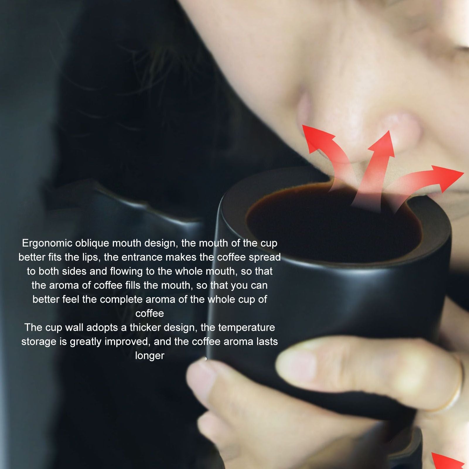 2Pcs Bevel Ceramic Coffee Cup 100ml Thickened Hand Made Coffee Mug for Home Office RestaurantMatte Black V1294-YM0523-3118210307311