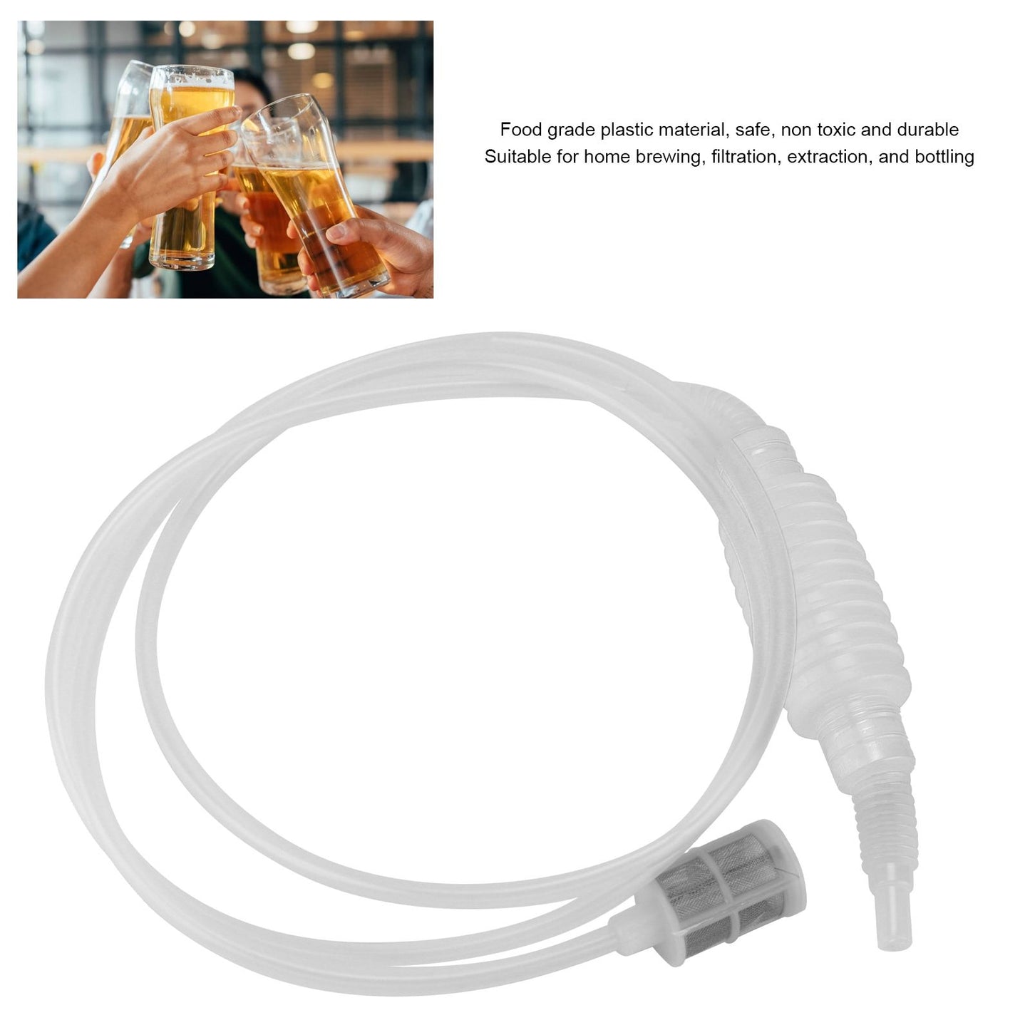 Homebrew Siphon Hose Manual Soft Plastic Syphon Tube Wine Beer Making Brewing Equipment ToolWhite V1294-YM0523-3118210307412