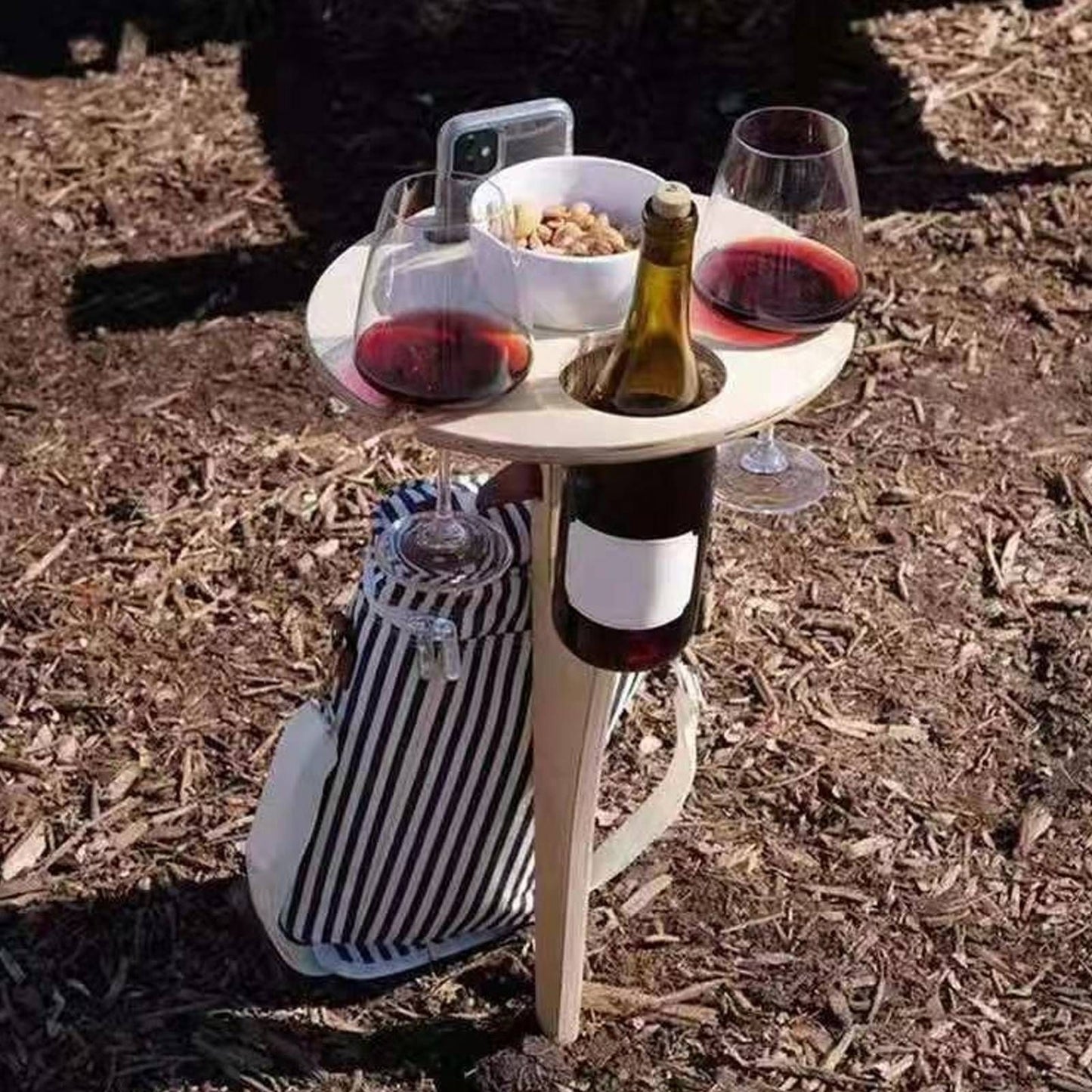 Wine Table Environmental Friendly Wooden Products Round Shape Collapsible Outdoor Wine Table V1294-YM0523-3118210307611