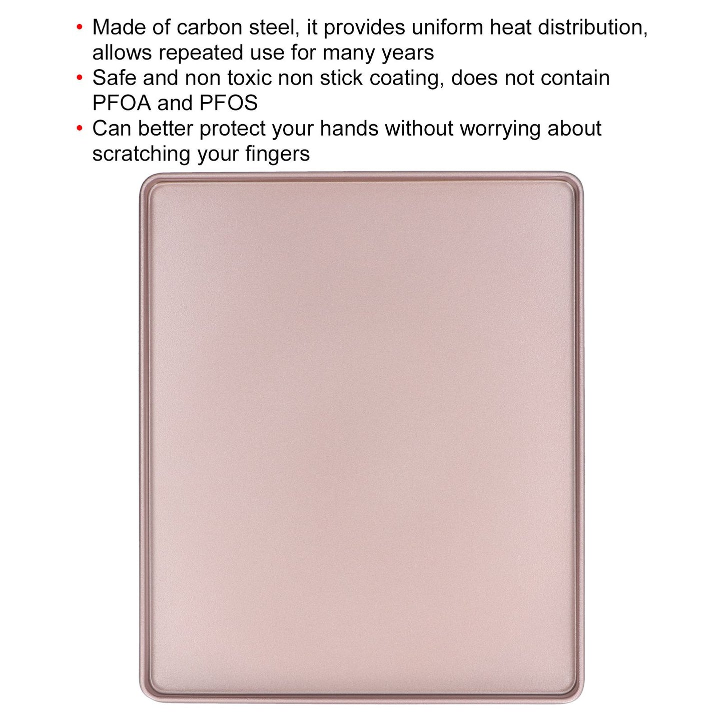 Multifunctional Baking Pan Rose Gold Non Stick Pizza Bread Bakeware Carbon Steel Rectangle Baking Tray V1294-YM0523-3118210308611