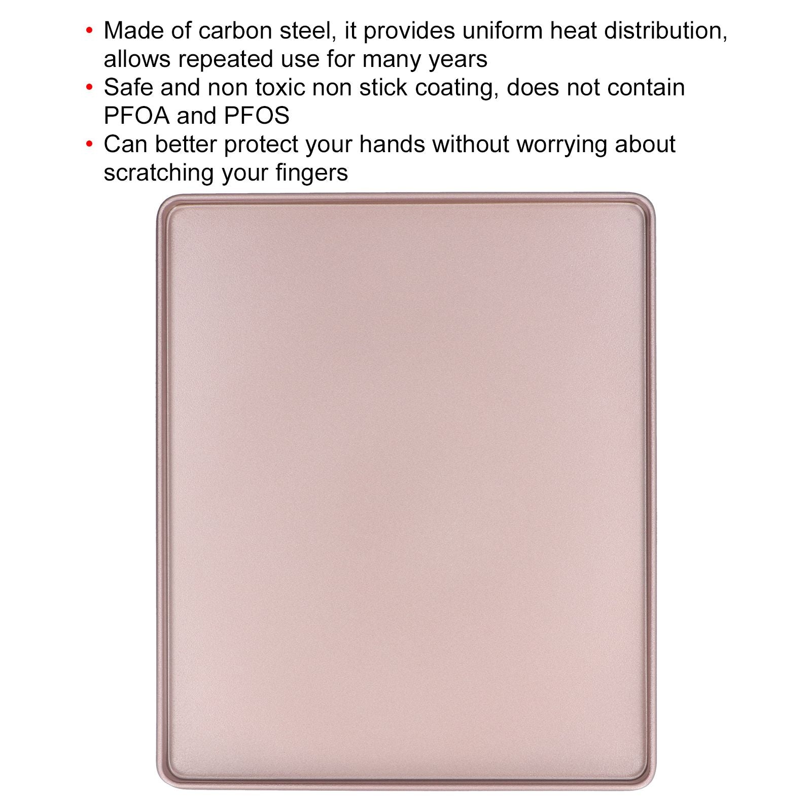 Multifunctional Baking Pan Rose Gold Non Stick Pizza Bread Bakeware Carbon Steel Rectangle Baking Tray V1294-YM0523-3118210308611