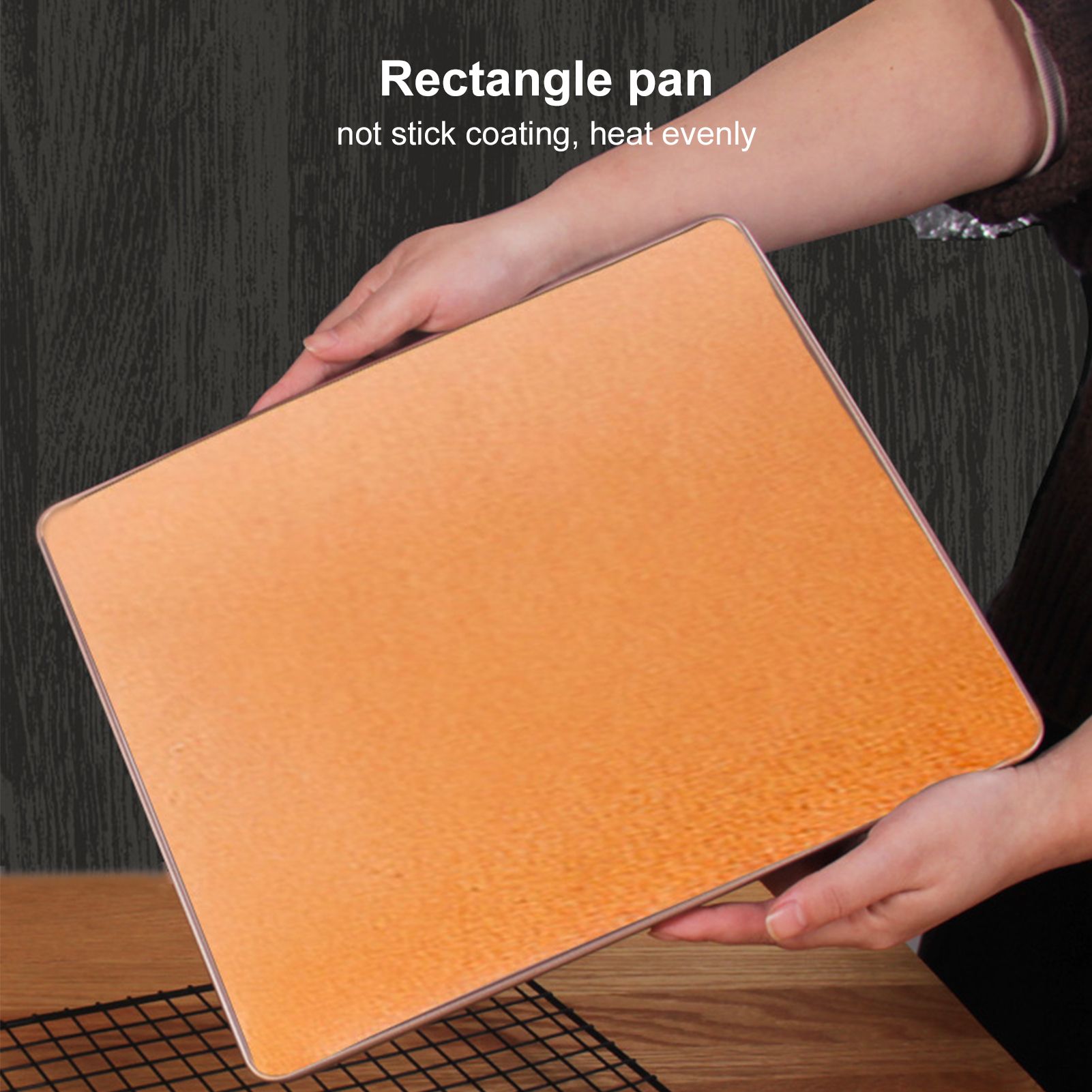 Multifunctional Baking Pan Rose Gold Non Stick Pizza Bread Bakeware Carbon Steel Rectangle Baking Tray V1294-YM0523-3118210308611