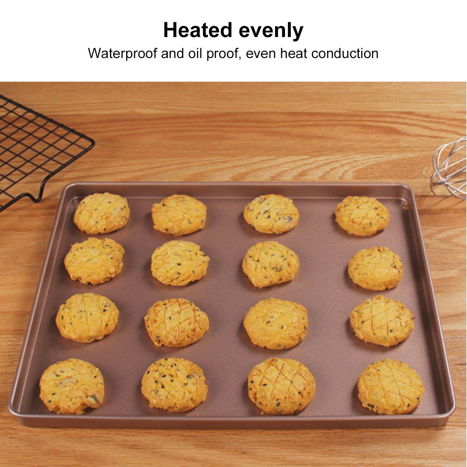 Multifunctional Baking Pan Rose Gold Non Stick Pizza Bread Bakeware Carbon Steel Rectangle Baking Tray V1294-YM0523-3118210308611