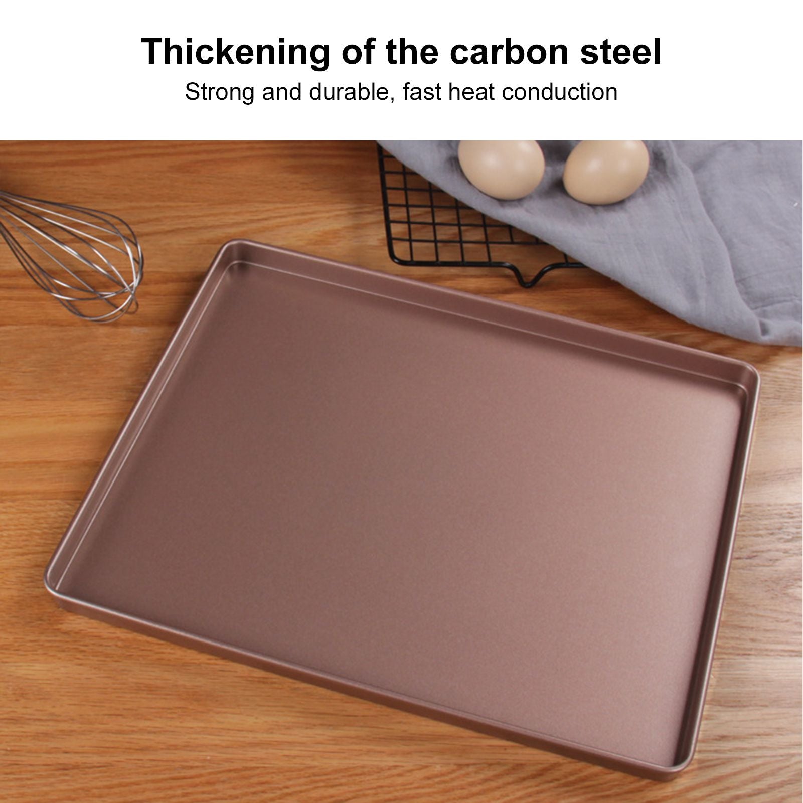 Multifunctional Baking Pan Rose Gold Non Stick Pizza Bread Bakeware Carbon Steel Rectangle Baking Tray V1294-YM0523-3118210308611