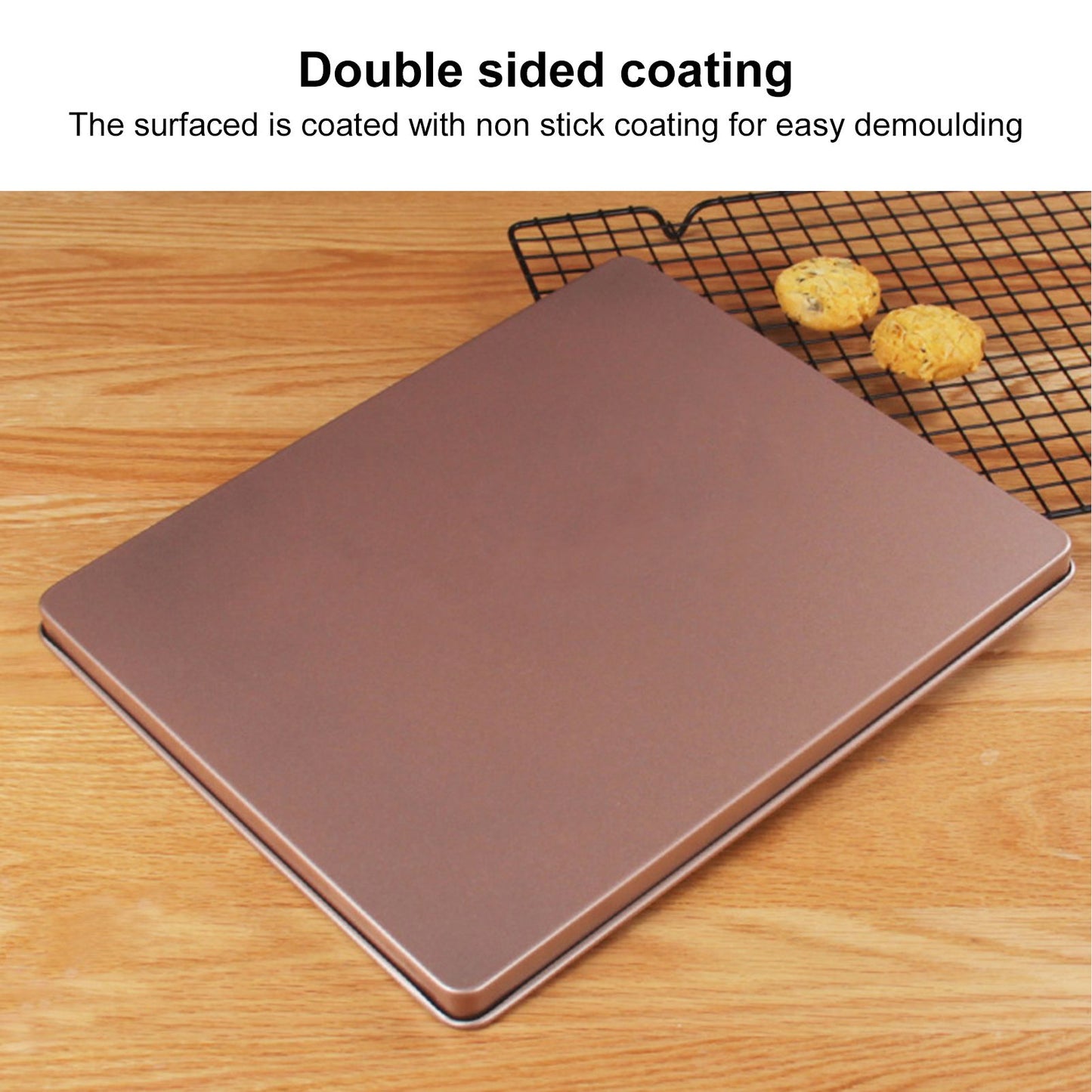 Multifunctional Baking Pan Rose Gold Non Stick Pizza Bread Bakeware Carbon Steel Rectangle Baking Tray V1294-YM0523-3118210308611