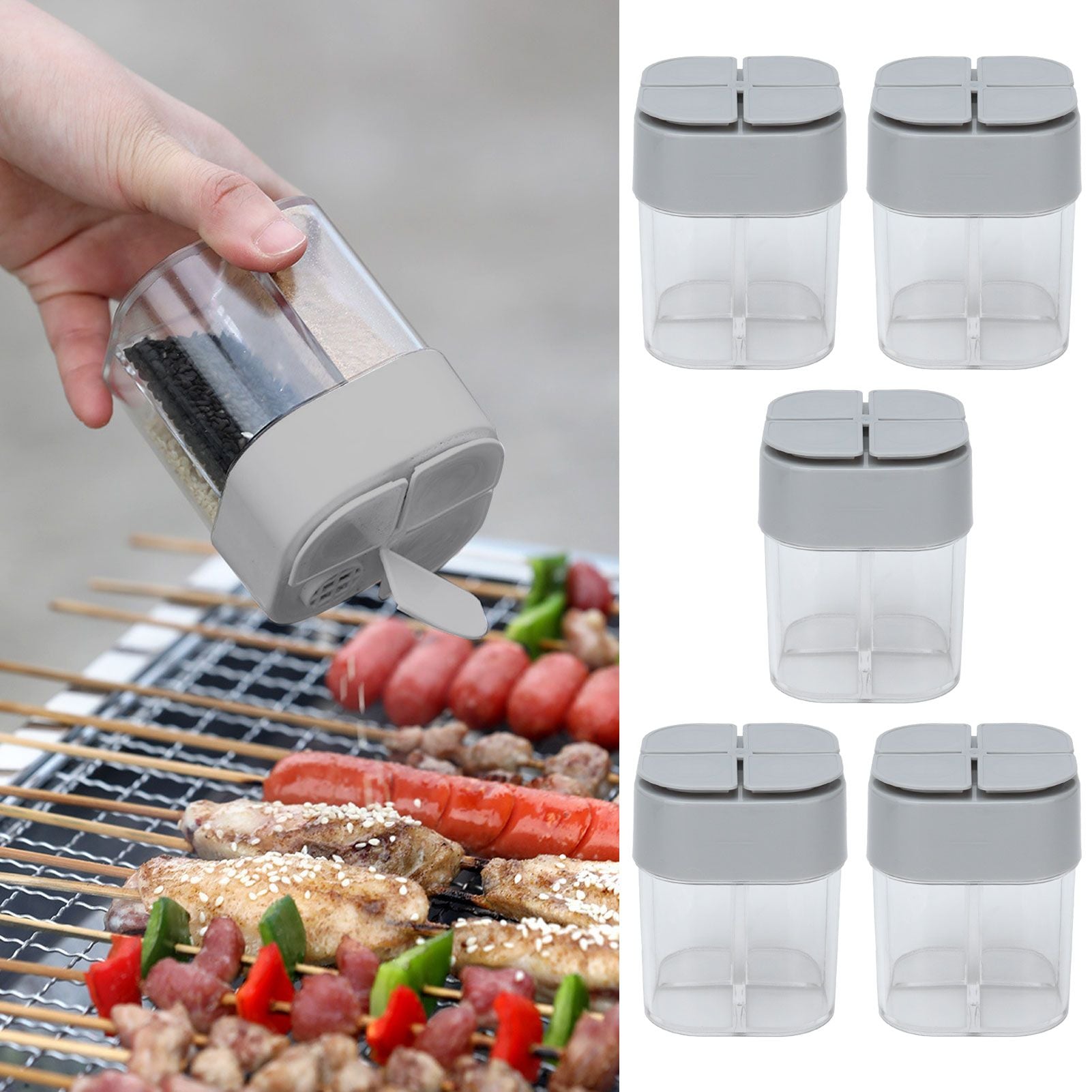 5pcs 4 in 1 Spice Container Seasoning Spice Shaker with Sealed Lid for Home Restaurant Kitchen V1294-YM0523-3118210309411