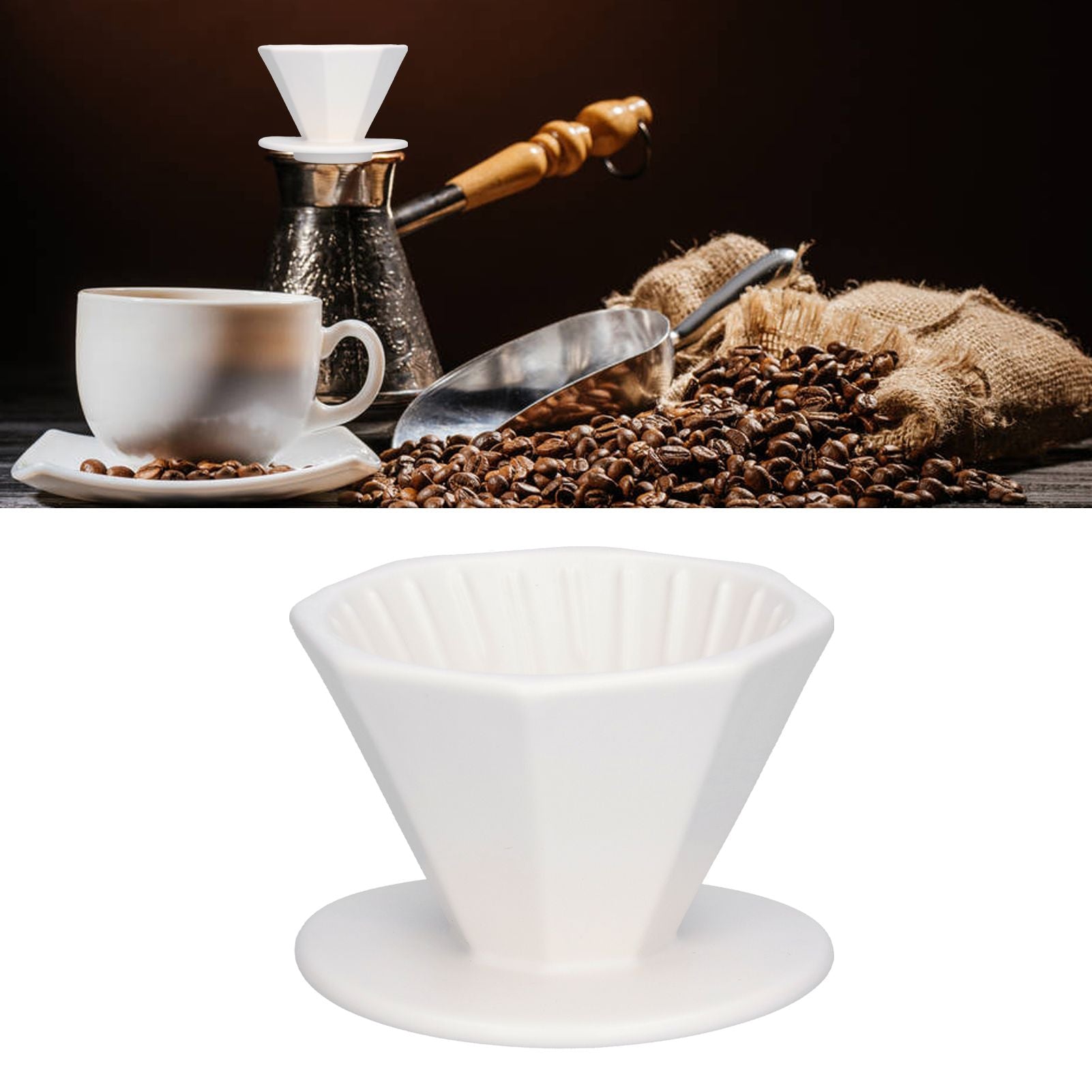 Coffee Dripper Ceramic Convenient Reliable Exquisite Portable Size Simple Design Pour Over Coffee DripperWhite V1294-YM0523-3118210311111