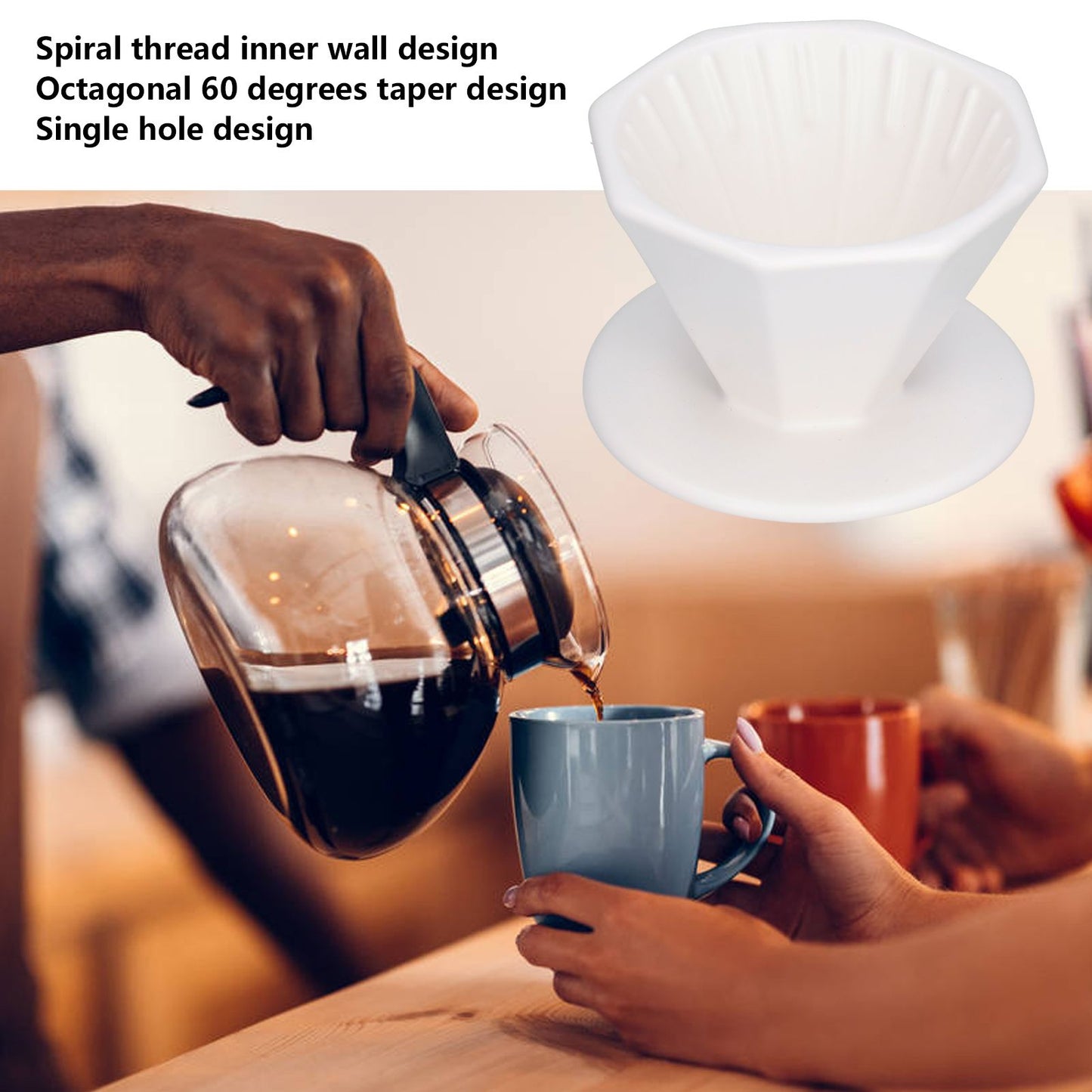 Coffee Dripper Ceramic Convenient Reliable Exquisite Portable Size Simple Design Pour Over Coffee DripperWhite V1294-YM0523-3118210311111