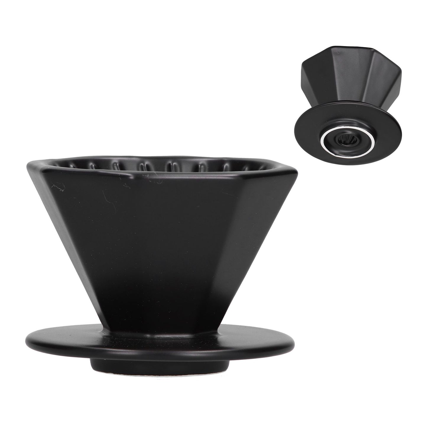 Coffee Dripper Ceramic Convenient Reliable Exquisite Portable Size Simple Design Pour Over Coffee DripperBlack V1294-YM0523-3118210311112