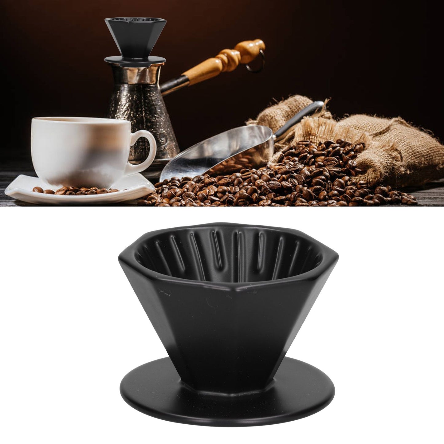 Coffee Dripper Ceramic Convenient Reliable Exquisite Portable Size Simple Design Pour Over Coffee DripperBlack V1294-YM0523-3118210311112