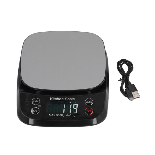 Kitchen Digital Scale Household Stainless Steel Rechargeable Baking Scale for Weighing Food Black5kg/0.1g V1294-YM0523-3118210314811