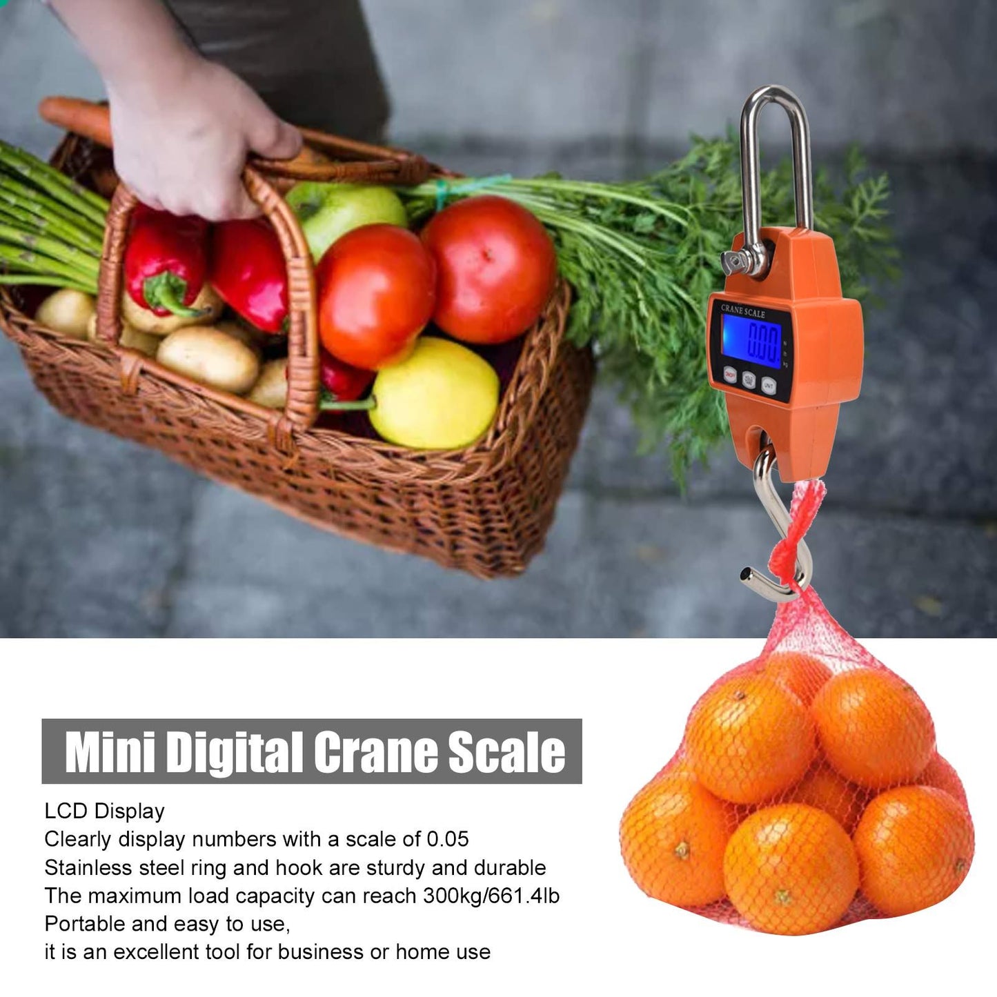 661.4lb Digital Hanging Scale Professional Small Digital Hanging Scale with Cast Aluminum Case V1294-YM0523-3118210315511