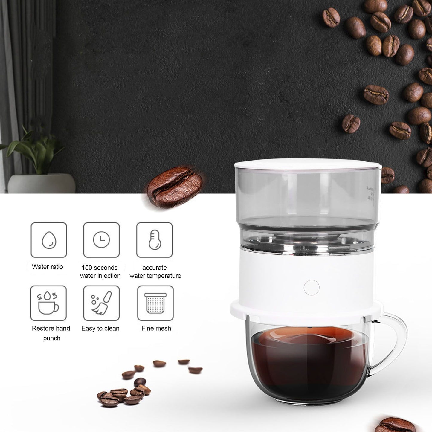 Smart Automatic Hand Coffee Machine Mini Portable Drip Coffee Pot Outdoor Coffee Maker V1294-YM0523-3118210316311
