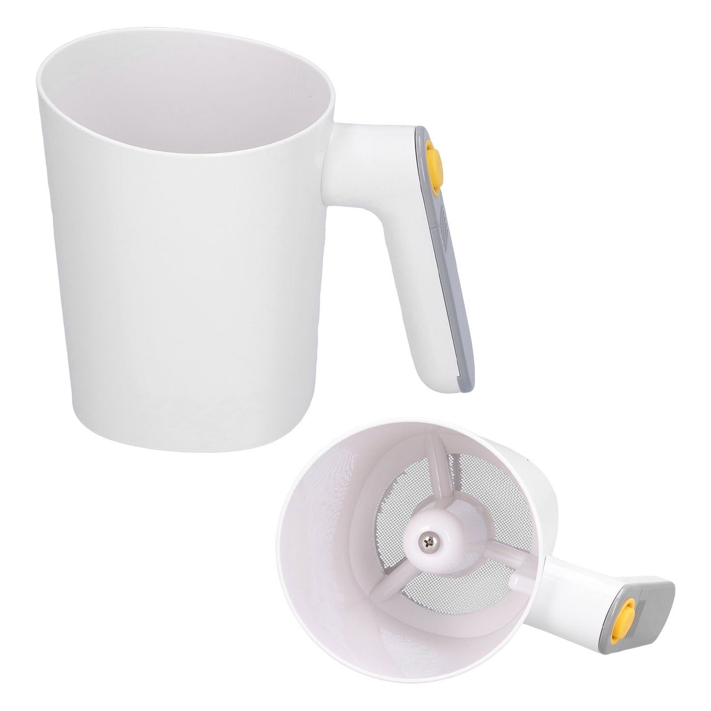 Flour Sieve 2 Using Modes Handheld Electric Cup Shape White Powder Sieve for Home Baking Flour Icing Sugar V1294-YM0523-3118210316611
