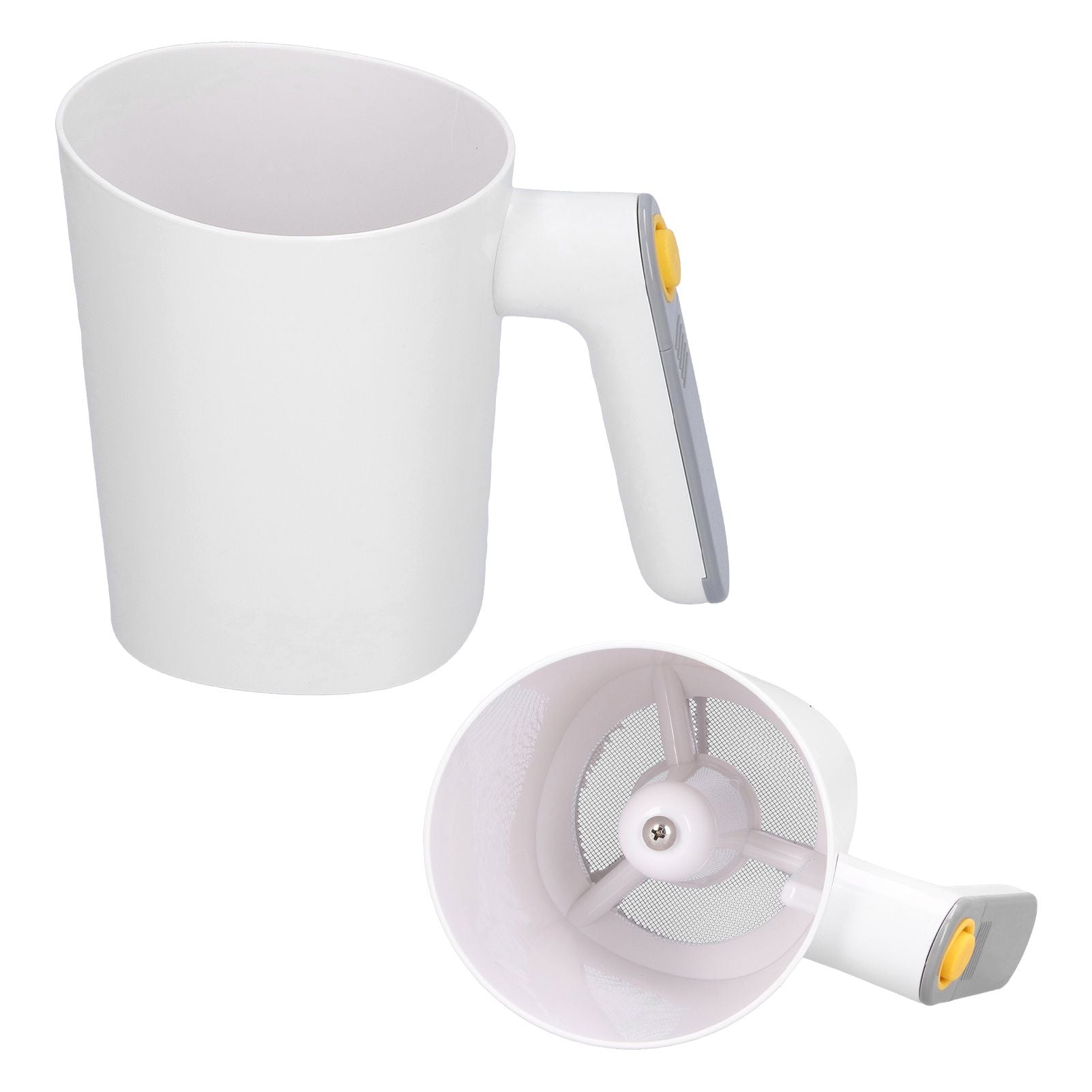 Flour Sieve 2 Using Modes Handheld Electric Cup Shape White Powder Sieve for Home Baking Flour Icing Sugar V1294-YM0523-3118210316611