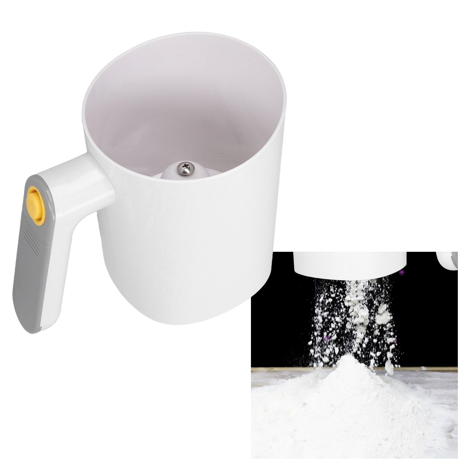 Flour Sieve 2 Using Modes Handheld Electric Cup Shape White Powder Sieve for Home Baking Flour Icing Sugar V1294-YM0523-3118210316611