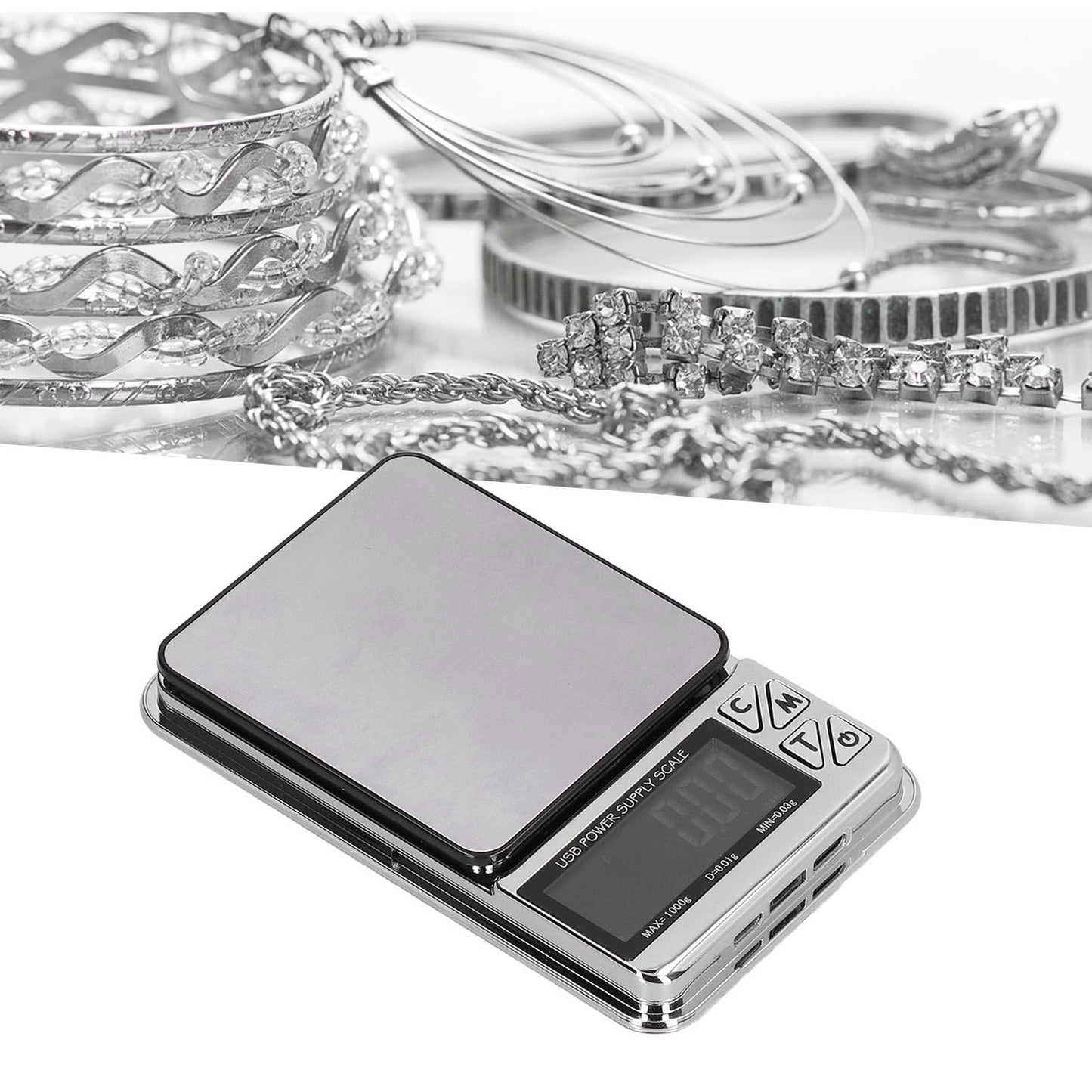 Electronic Scale LCD Display High Accuracy Lightweight Portable Stainless Steel Jewelry Scale V1294-YM0523-3118210317011