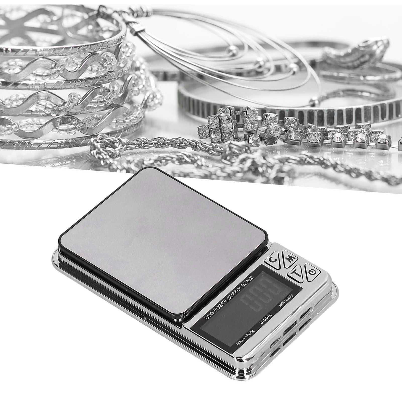 Electronic Scale LCD Display High Accuracy Lightweight Portable Stainless Steel Jewelry Scale V1294-YM0523-3118210317011