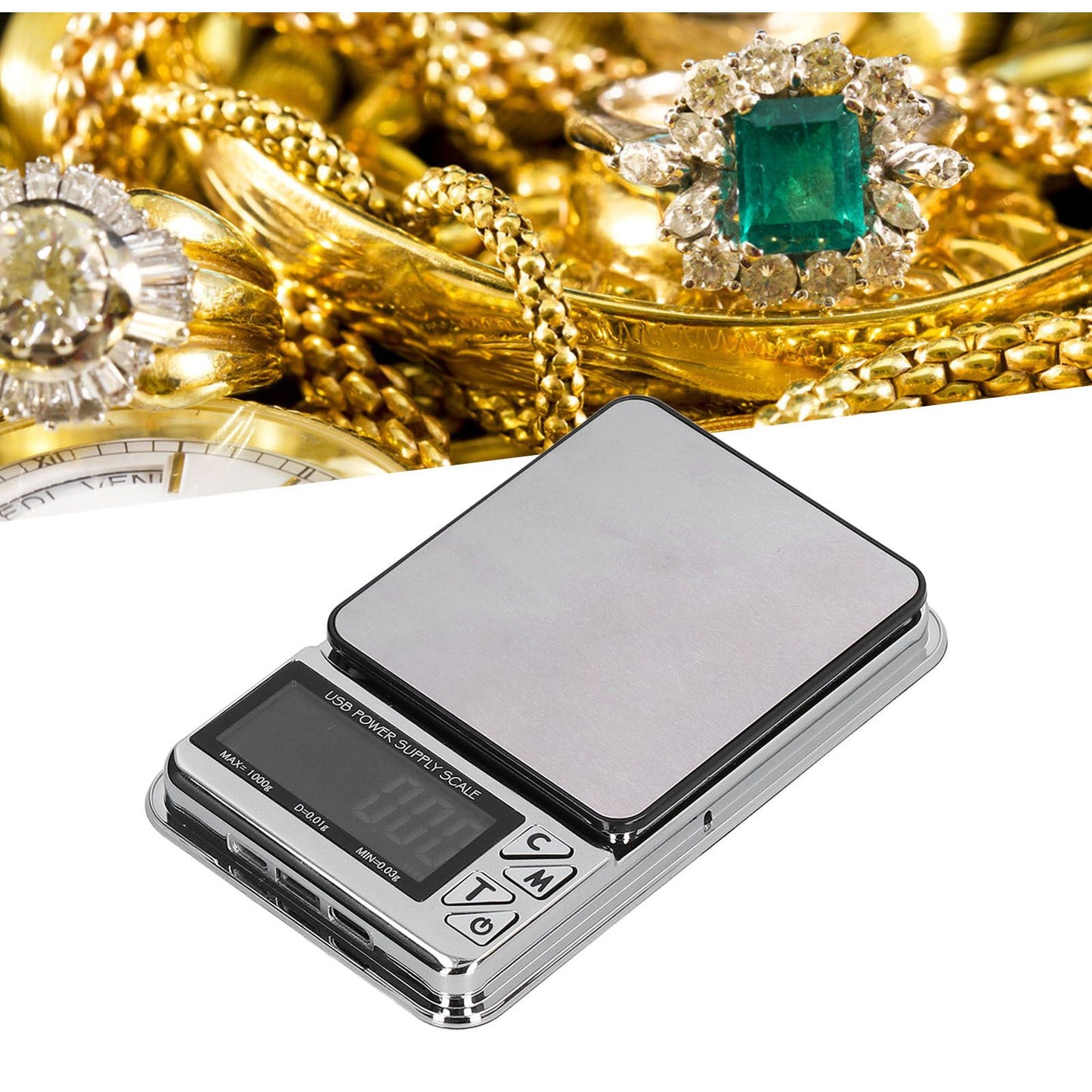 Electronic Scale LCD Display High Accuracy Lightweight Portable Stainless Steel Jewelry Scale V1294-YM0523-3118210317011