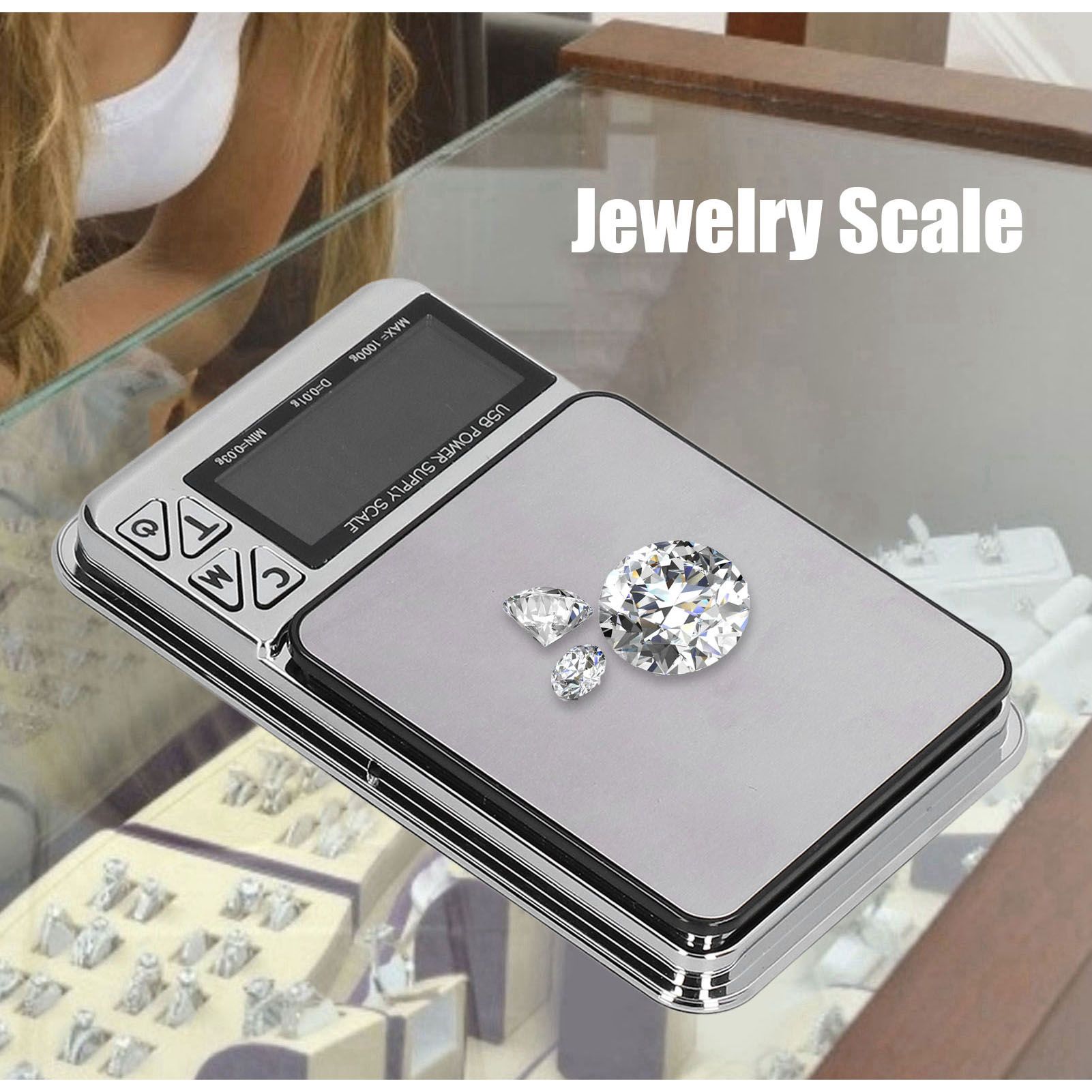 Electronic Scale LCD Display High Accuracy Lightweight Portable Stainless Steel Jewelry Scale V1294-YM0523-3118210317011