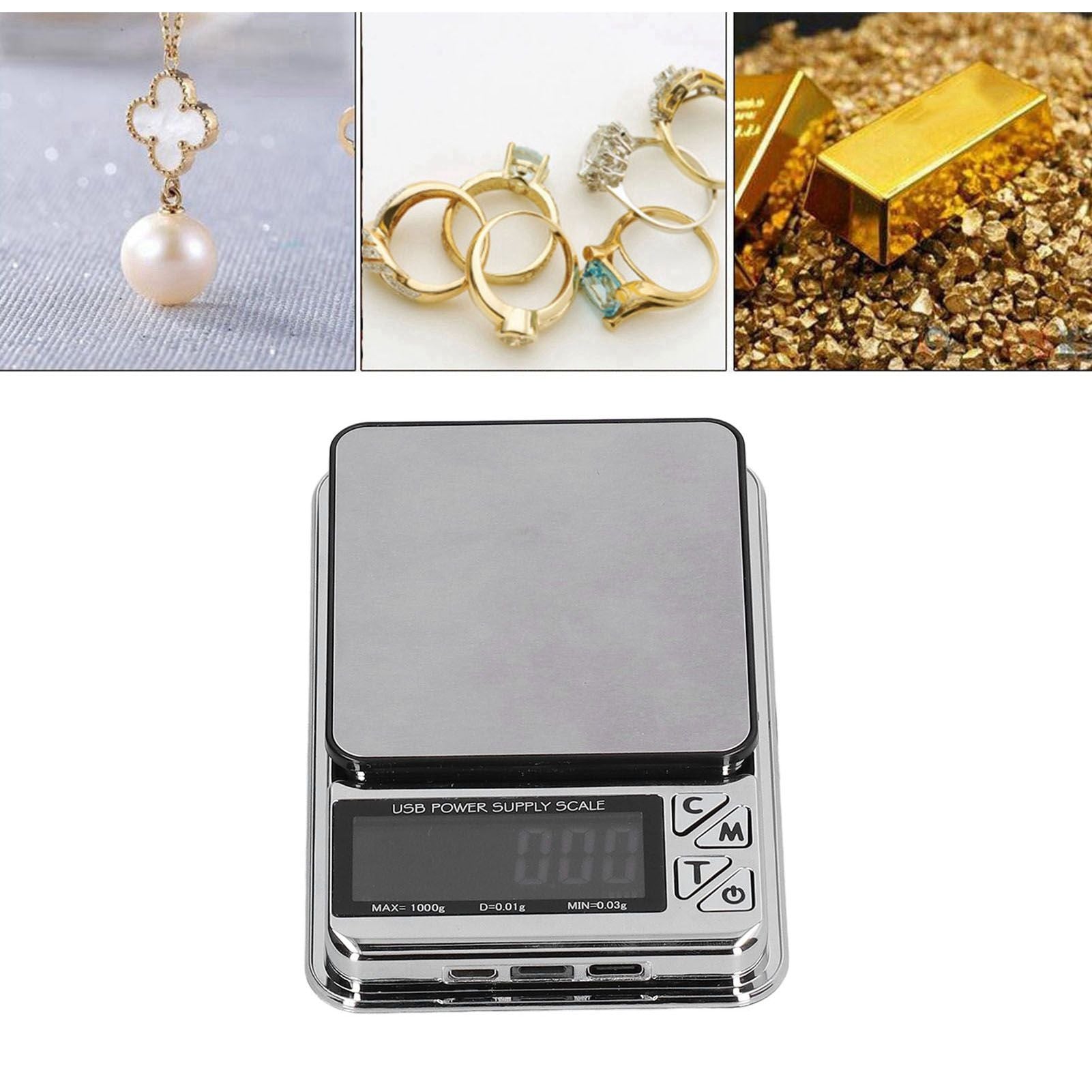 Electronic Scale LCD Display High Accuracy Lightweight Portable Stainless Steel Jewelry Scale V1294-YM0523-3118210317011
