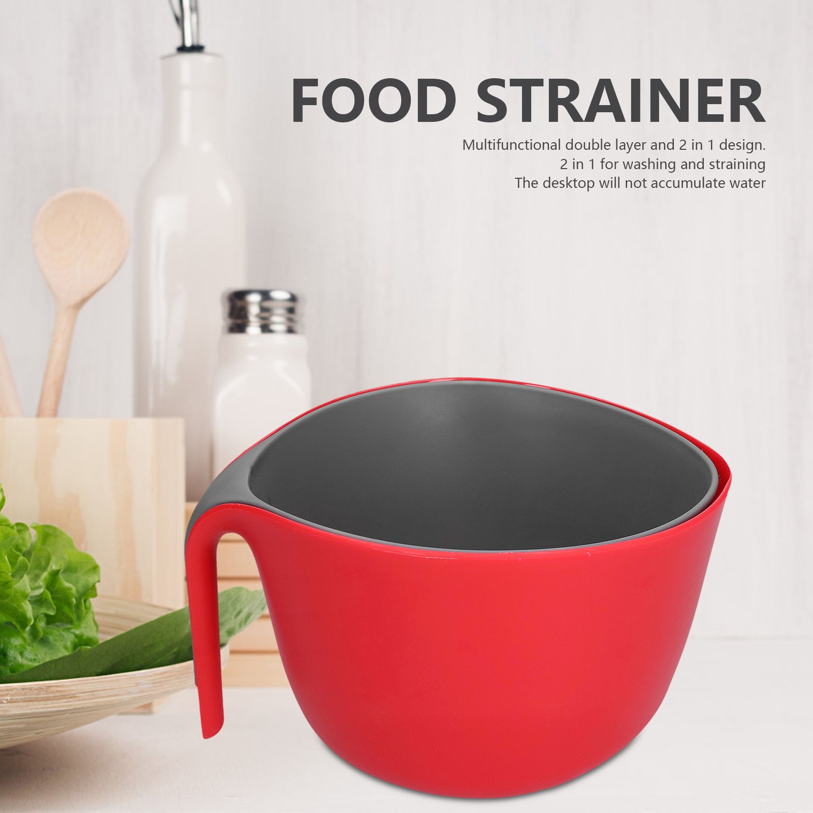 Plastic Strainer 2 in 1 Double Layer Detachable Large Capacity High Durability Nontoxic Food Strainer V1294-YM0523-3118210317211