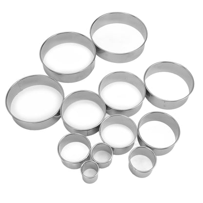 12pcs Portable Round Cookie Molds Mousse Cake Ring Mould Stainless Steel Baking Accessories V1294-YM0523-3118210317611