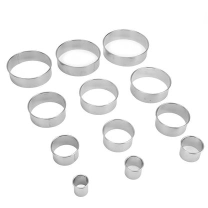 12pcs Portable Round Cookie Molds Mousse Cake Ring Mould Stainless Steel Baking Accessories V1294-YM0523-3118210317611
