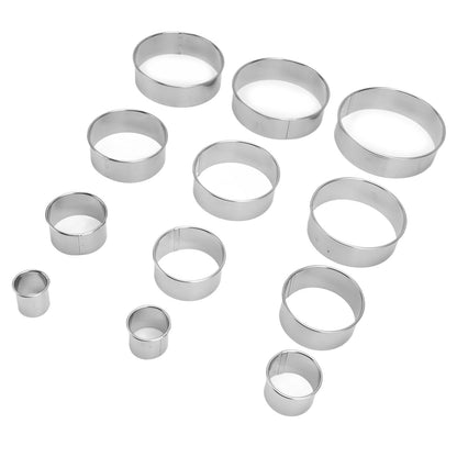 12pcs Portable Round Cookie Molds Mousse Cake Ring Mould Stainless Steel Baking Accessories V1294-YM0523-3118210317611