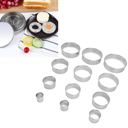 12pcs Portable Round Cookie Molds Mousse Cake Ring Mould Stainless Steel Baking Accessories V1294-YM0523-3118210317611