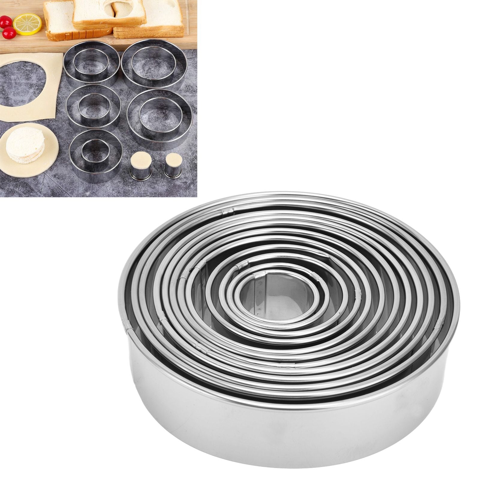 12pcs Portable Round Cookie Molds Mousse Cake Ring Mould Stainless Steel Baking Accessories V1294-YM0523-3118210317611