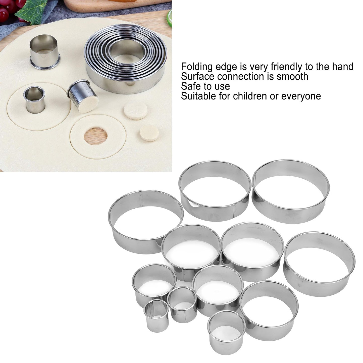 12pcs Portable Round Cookie Molds Mousse Cake Ring Mould Stainless Steel Baking Accessories V1294-YM0523-3118210317611