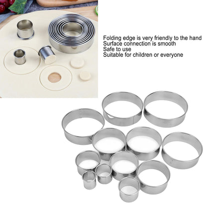 12pcs Portable Round Cookie Molds Mousse Cake Ring Mould Stainless Steel Baking Accessories V1294-YM0523-3118210317611