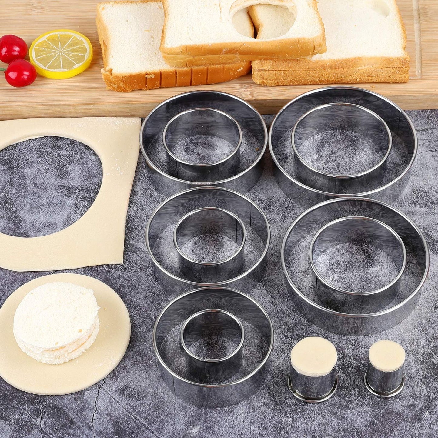 12pcs Portable Round Cookie Molds Mousse Cake Ring Mould Stainless Steel Baking Accessories V1294-YM0523-3118210317611
