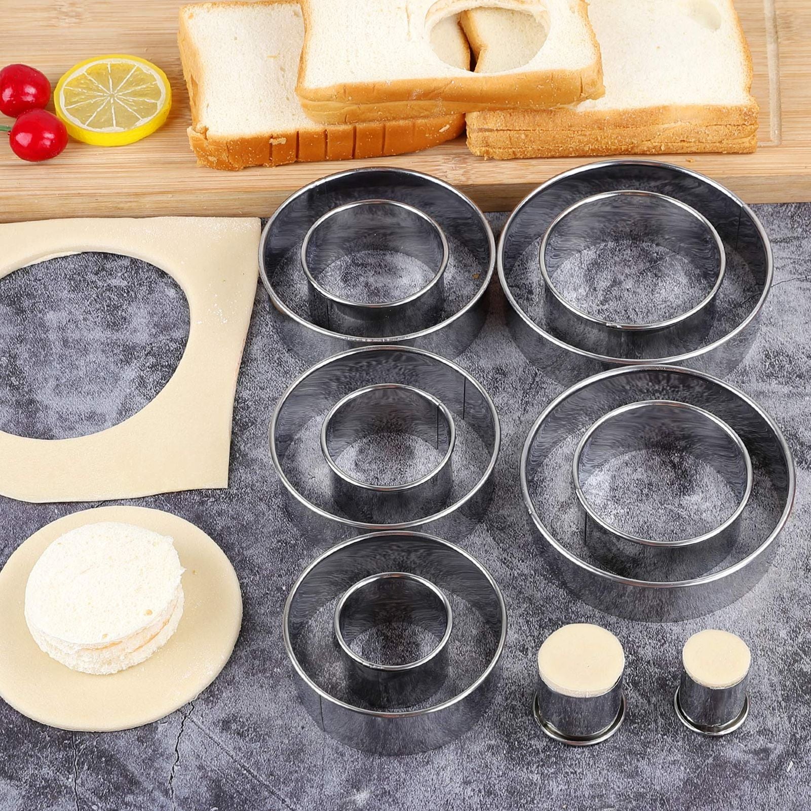 12pcs Portable Round Cookie Molds Mousse Cake Ring Mould Stainless Steel Baking Accessories V1294-YM0523-3118210317611