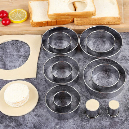 12pcs Portable Round Cookie Molds Mousse Cake Ring Mould Stainless Steel Baking Accessories V1294-YM0523-3118210317611