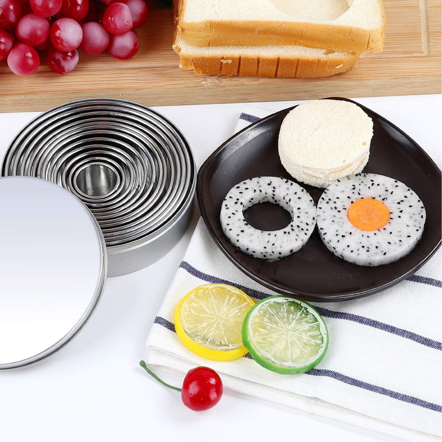 12pcs Portable Round Cookie Molds Mousse Cake Ring Mould Stainless Steel Baking Accessories V1294-YM0523-3118210317611