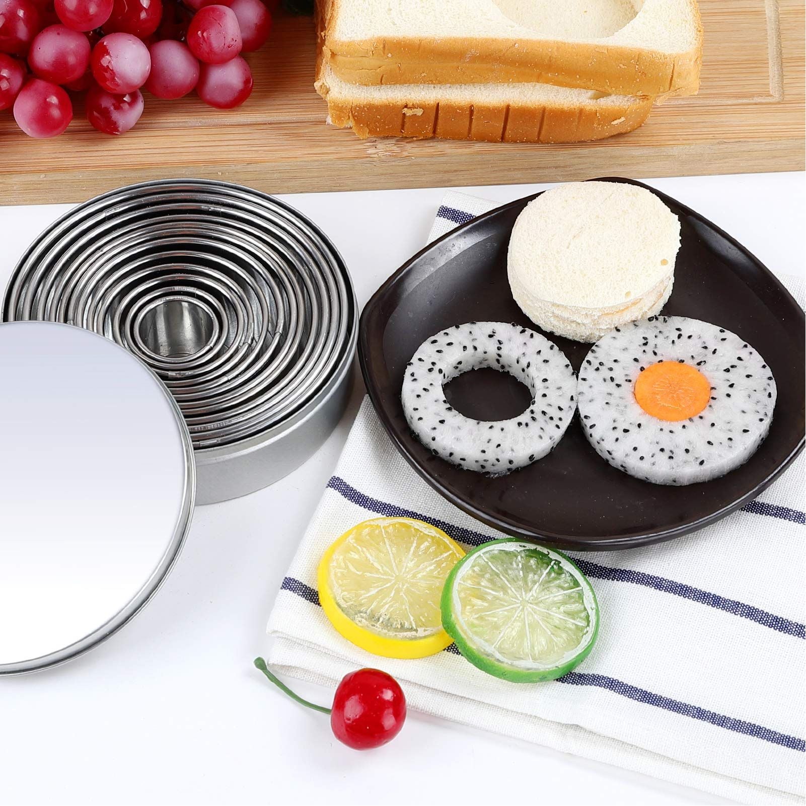 12pcs Portable Round Cookie Molds Mousse Cake Ring Mould Stainless Steel Baking Accessories V1294-YM0523-3118210317611