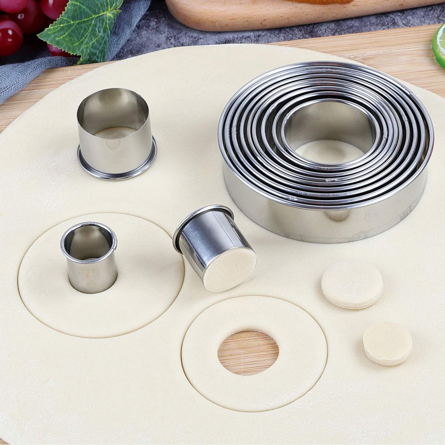 12pcs Portable Round Cookie Molds Mousse Cake Ring Mould Stainless Steel Baking Accessories V1294-YM0523-3118210317611