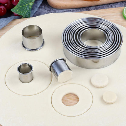12pcs Portable Round Cookie Molds Mousse Cake Ring Mould Stainless Steel Baking Accessories V1294-YM0523-3118210317611