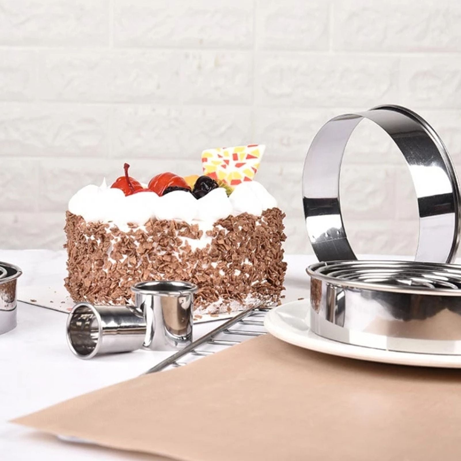 12pcs Portable Round Cookie Molds Mousse Cake Ring Mould Stainless Steel Baking Accessories V1294-YM0523-3118210317611