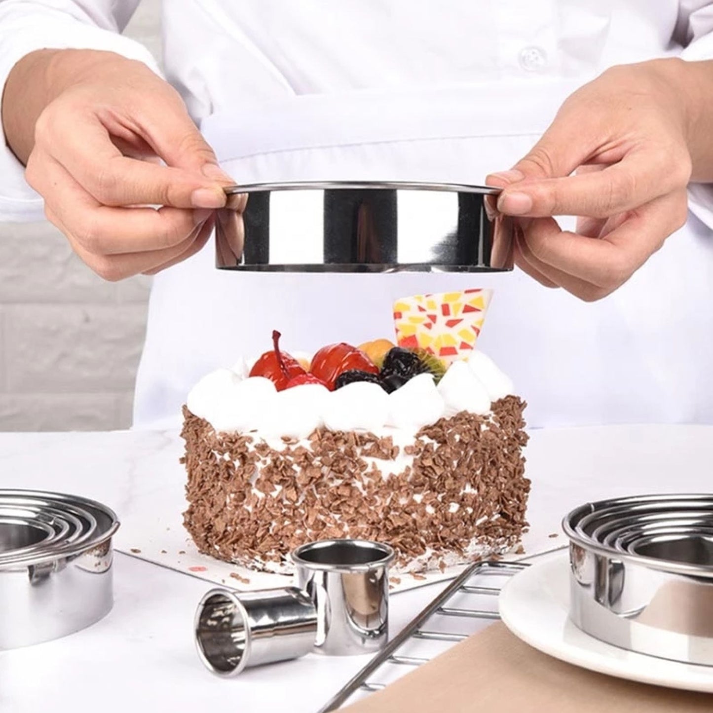 12pcs Portable Round Cookie Molds Mousse Cake Ring Mould Stainless Steel Baking Accessories V1294-YM0523-3118210317611