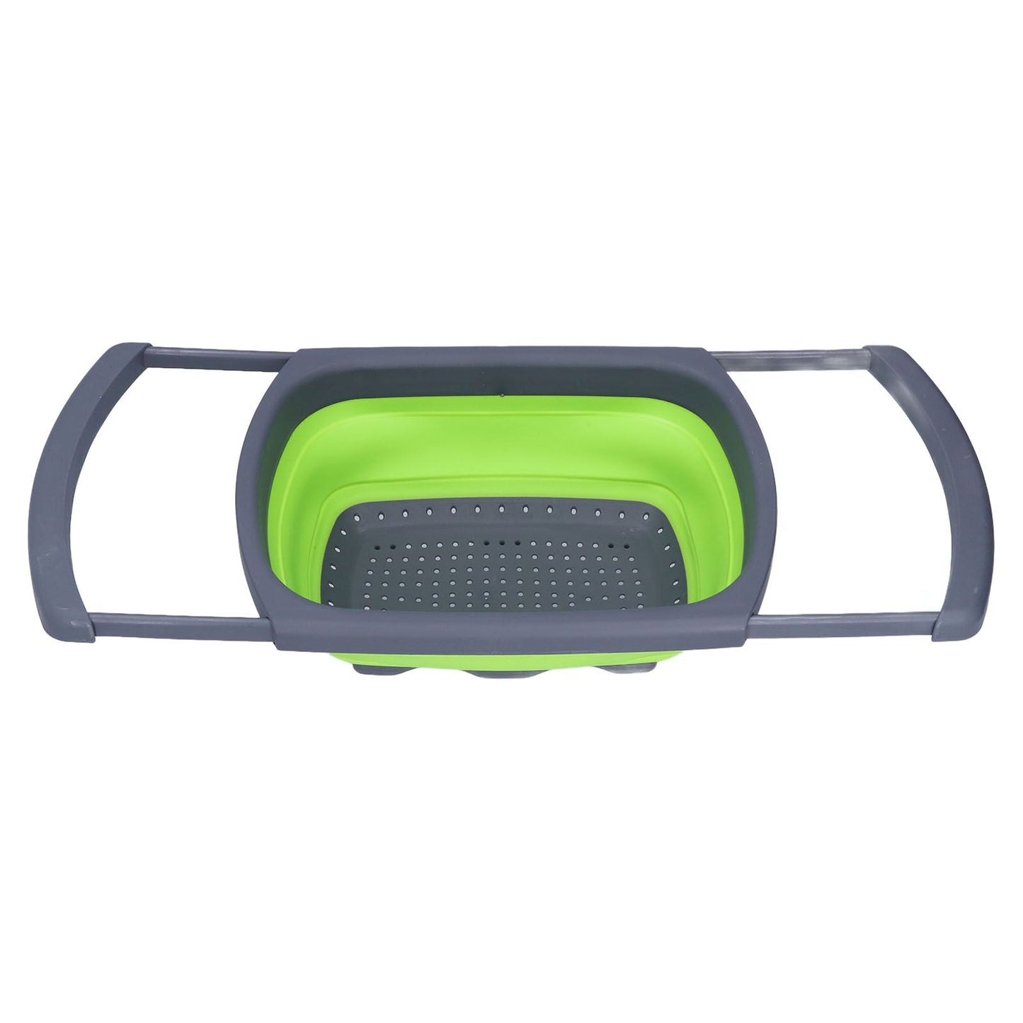 Green Foldable Drain Basket Silicone Collapsible Fruit Vegetable Wash Strainer Basket for Home Kitchen V1294-YM0523-3118210318011