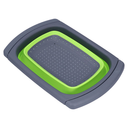 Green Foldable Drain Basket Silicone Collapsible Fruit Vegetable Wash Strainer Basket for Home Kitchen V1294-YM0523-3118210318011