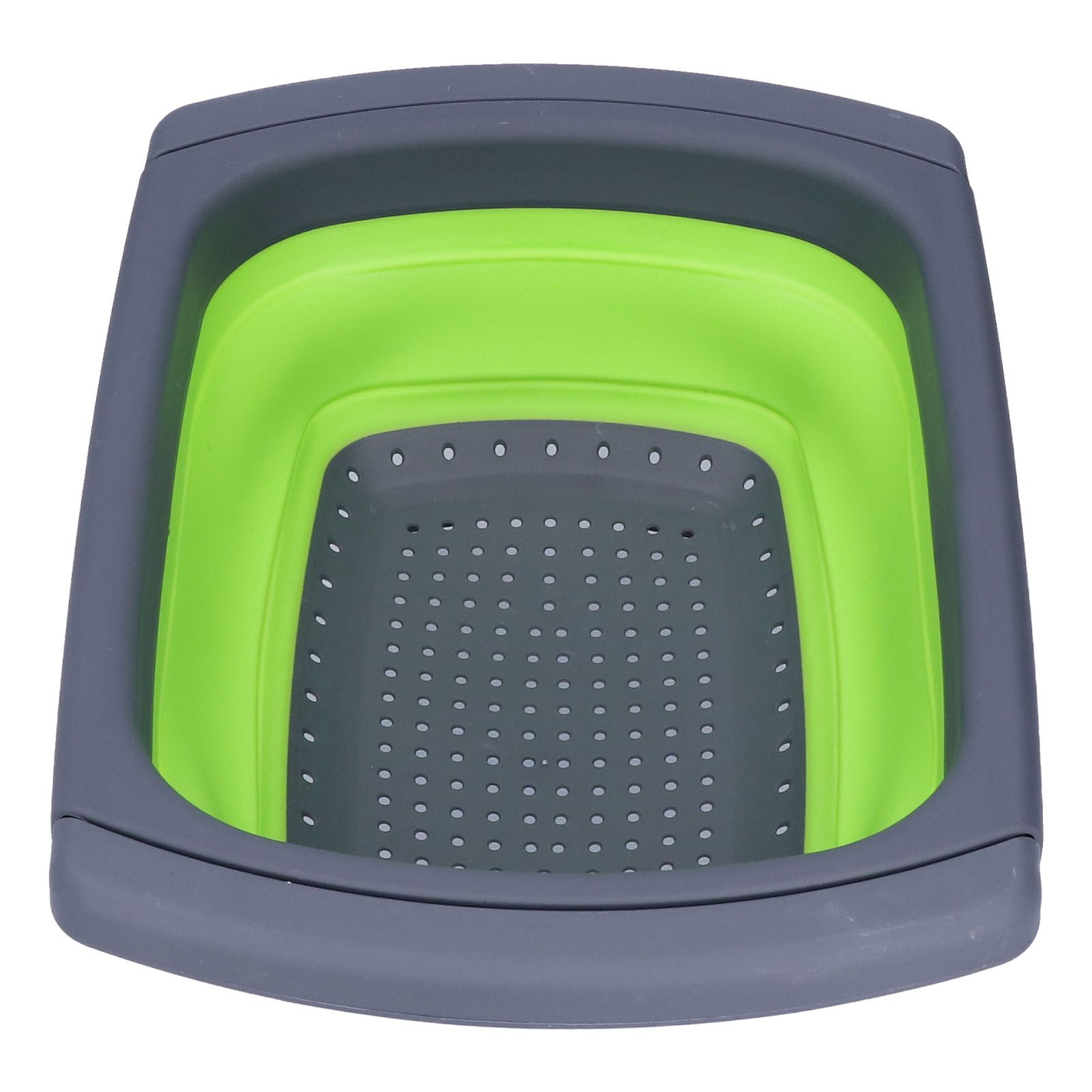 Green Foldable Drain Basket Silicone Collapsible Fruit Vegetable Wash Strainer Basket for Home Kitchen V1294-YM0523-3118210318011
