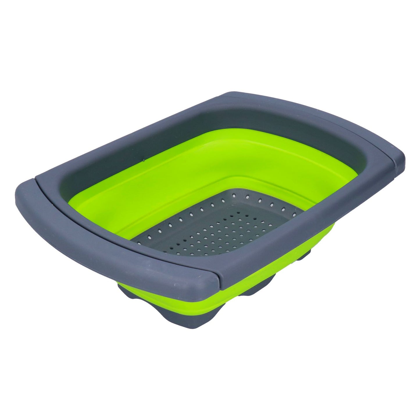Green Foldable Drain Basket Silicone Collapsible Fruit Vegetable Wash Strainer Basket for Home Kitchen V1294-YM0523-3118210318011