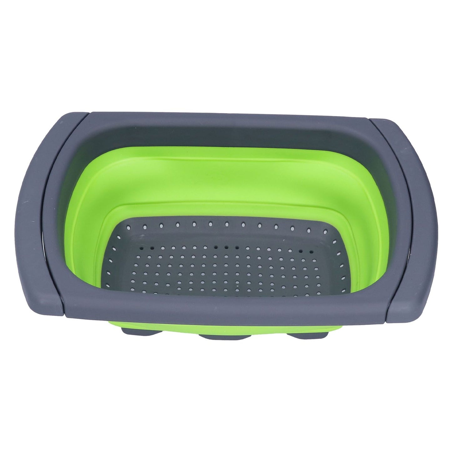 Green Foldable Drain Basket Silicone Collapsible Fruit Vegetable Wash Strainer Basket for Home Kitchen V1294-YM0523-3118210318011