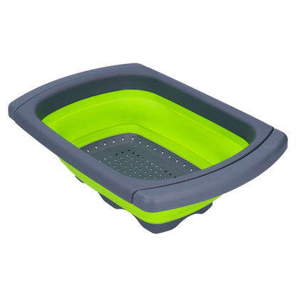 Green Foldable Drain Basket Silicone Collapsible Fruit Vegetable Wash Strainer Basket for Home Kitchen V1294-YM0523-3118210318011