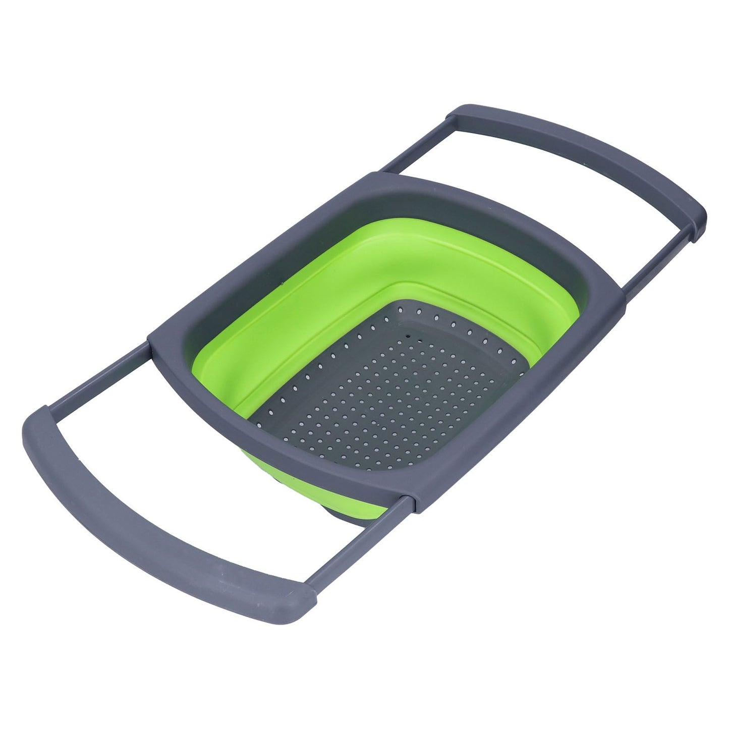 Green Foldable Drain Basket Silicone Collapsible Fruit Vegetable Wash Strainer Basket for Home Kitchen V1294-YM0523-3118210318011