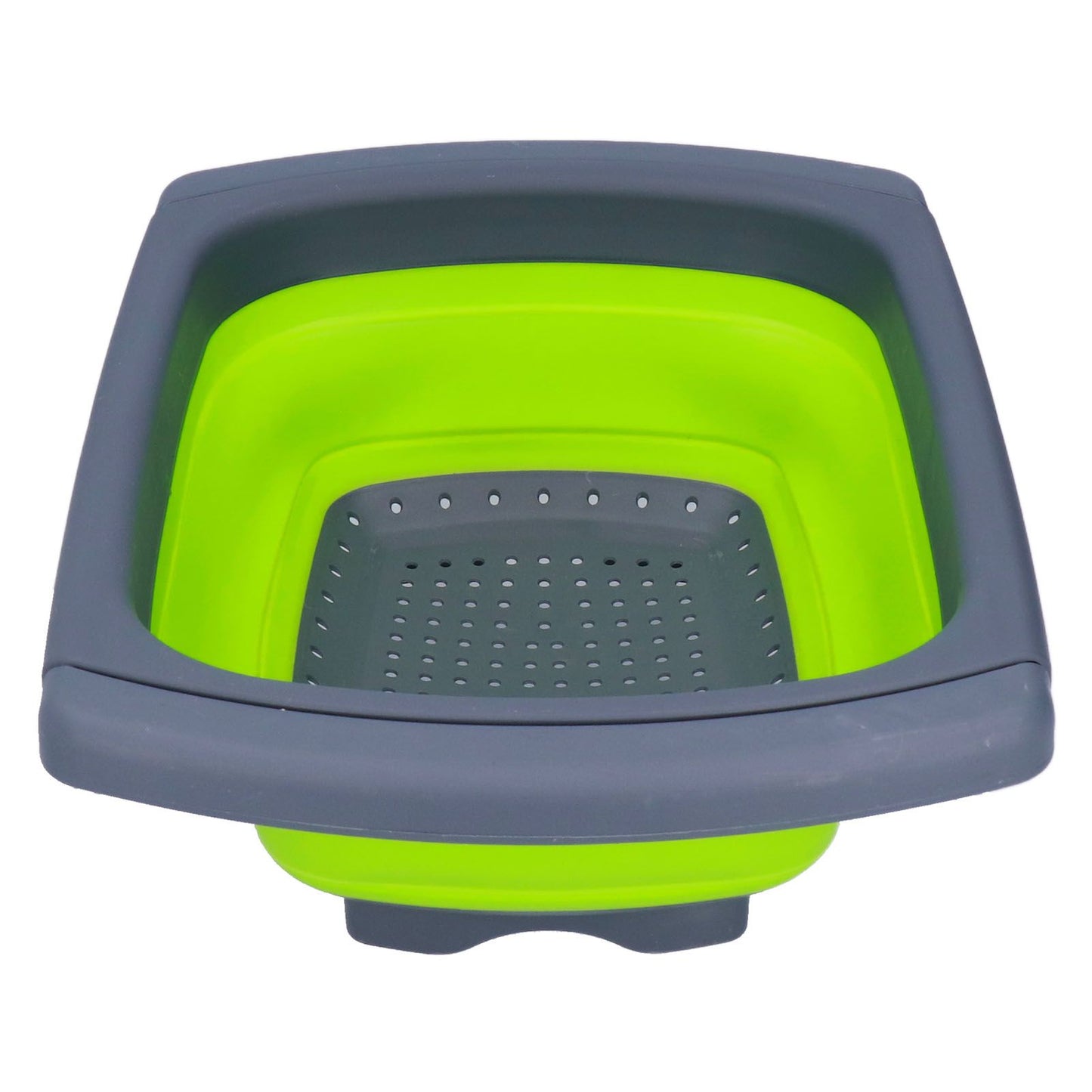 Green Foldable Drain Basket Silicone Collapsible Fruit Vegetable Wash Strainer Basket for Home Kitchen V1294-YM0523-3118210318011